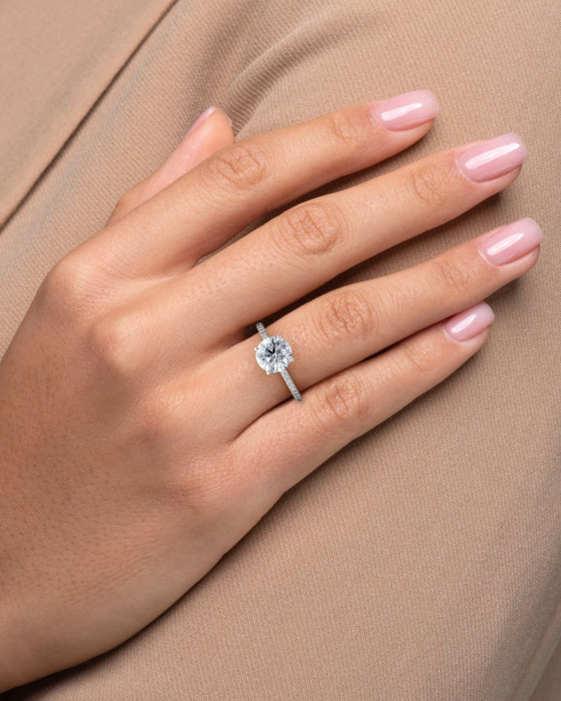 2.0 - 4.0 CT Round Cut CVD Diamond Pave Engagement Ring