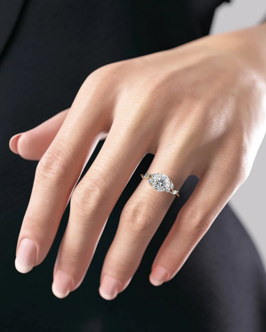 2.0 - 4.0 CT Round Cut CVD Diamond Cluster Engagement Ring