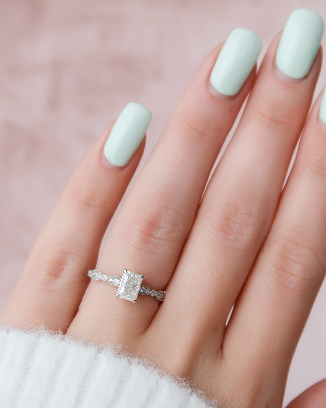 2.0 - 4.0  CT Radiant Cut CVD Diamond vintage Engagement Ring