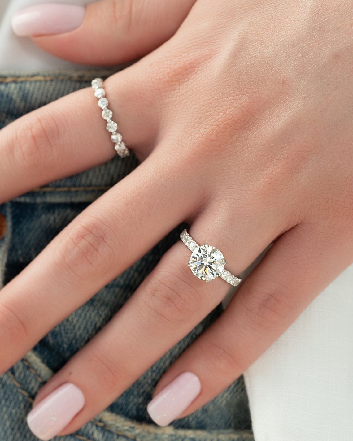 1.0 - 3.0 CT Round Cut CVD Diamond Hidden Halo & Pave Engagement Ring