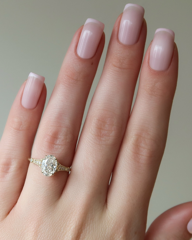 1.50 - 3.50 CT Oval Cut CVD Diamond Pave Engagement Ring