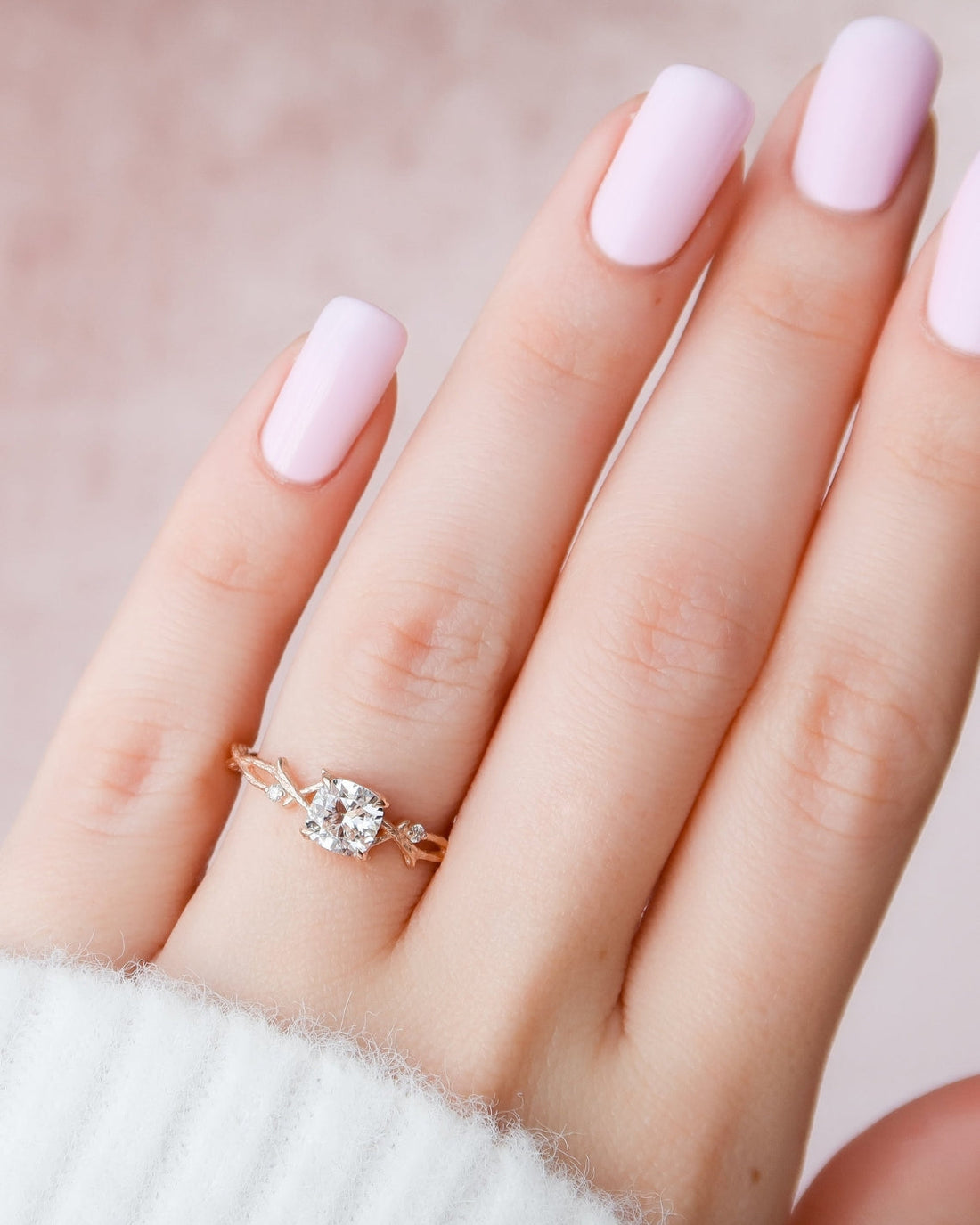 1.50 - 3.50 CT Cushion Cut CVD Diamond twig Engagement Ring