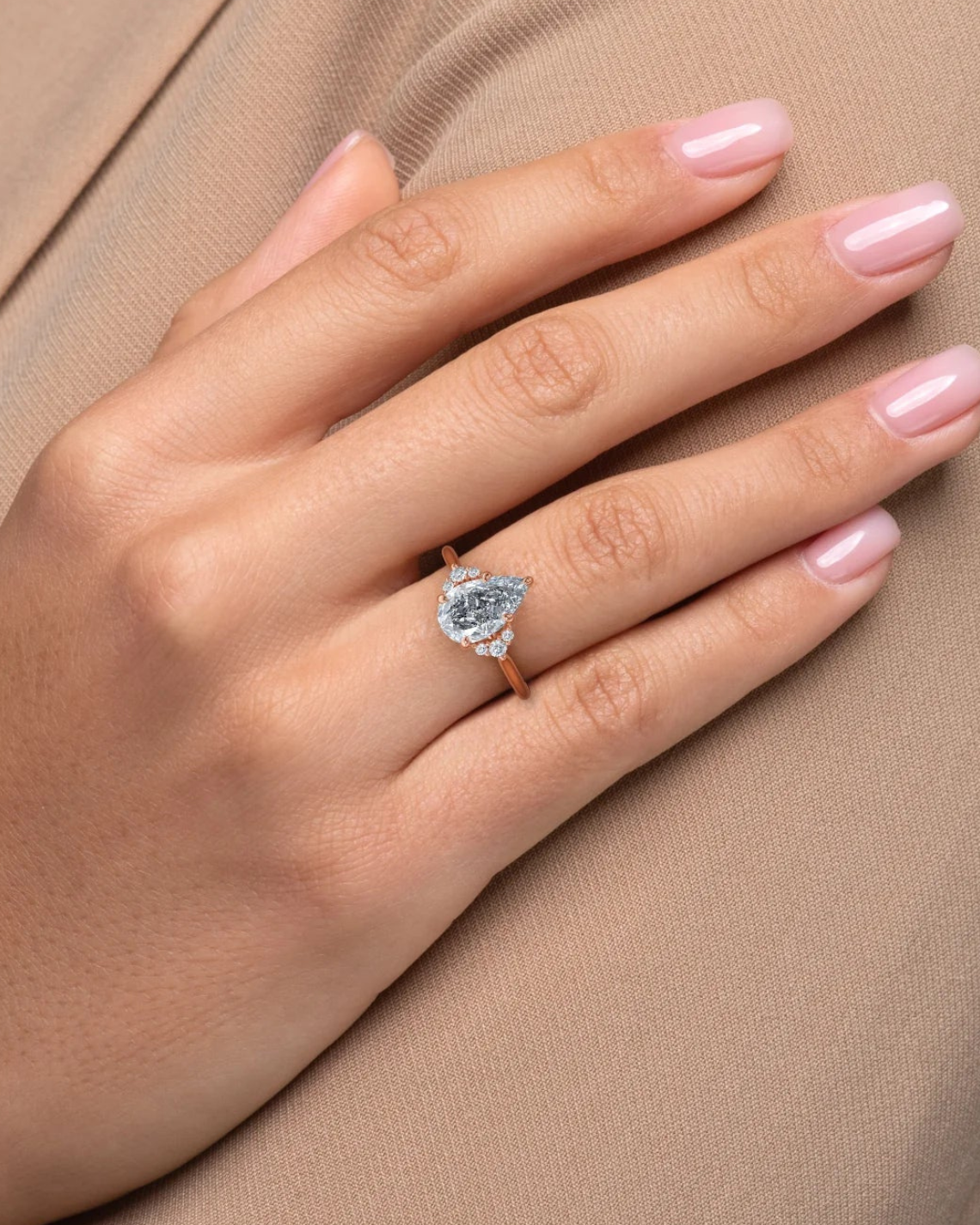 1.0 - 3.0 CT Pear Cut CVD Diamond Cluster Engagement Ring