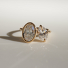 3.0 Carats  Oval Shaped CVD Diamond Two Stone Style Engagement Ring