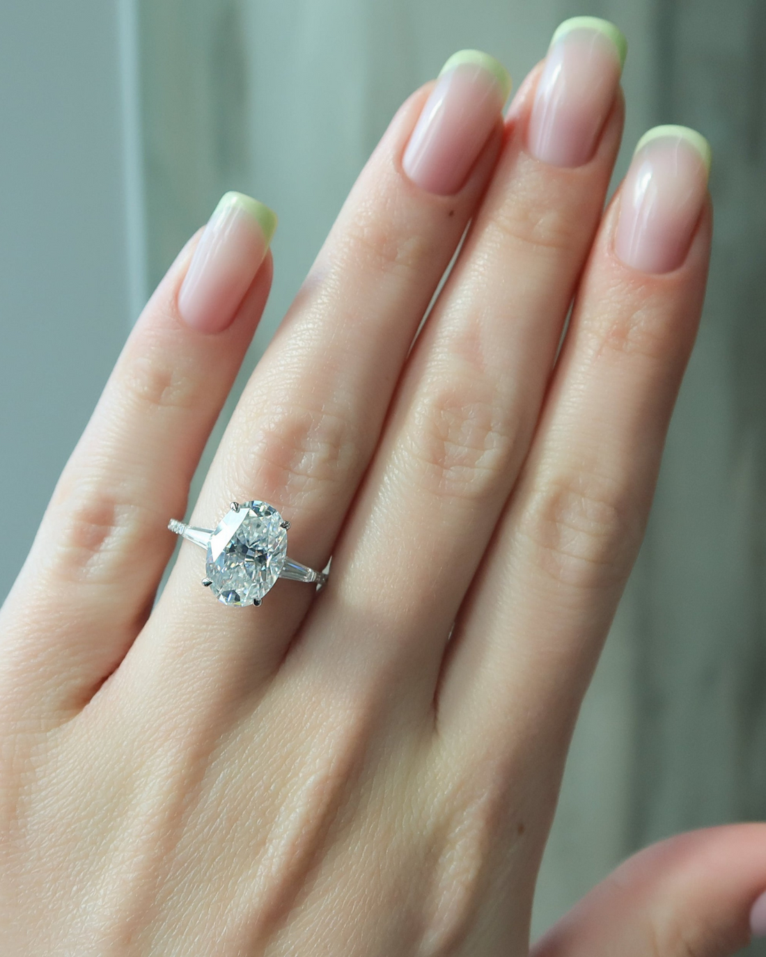 1.50 - 3.50 CT Oval Cut CVD Diamond Three Stone Engagement Ring