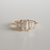 2.05 Carats  Emerald Shaped CVD Diamond Three Stone Style Engagement Ring