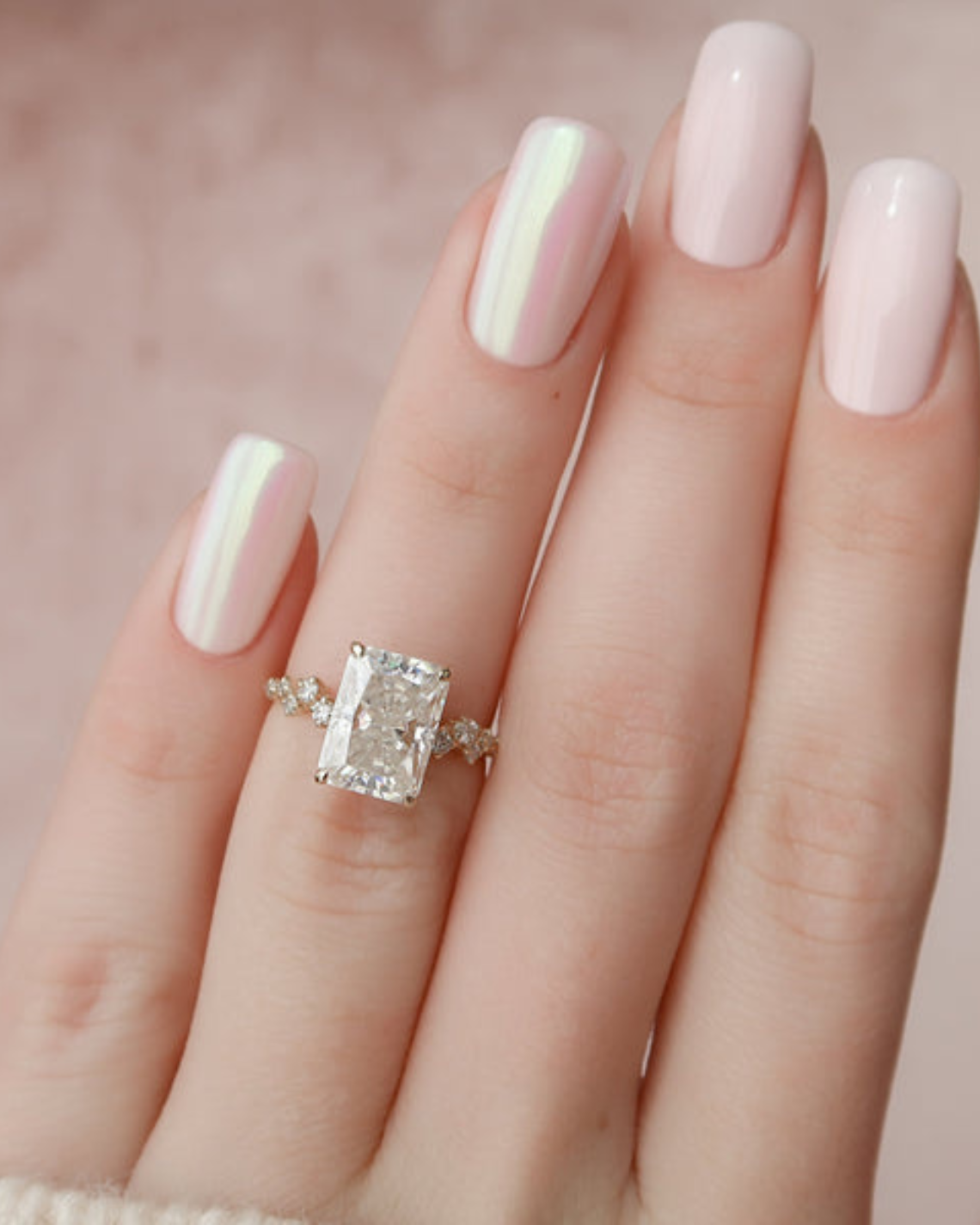 2.0 - 4.0  CT Radiant Cut CVD Diamond Hidden Halo & clustered  Engagement Ring