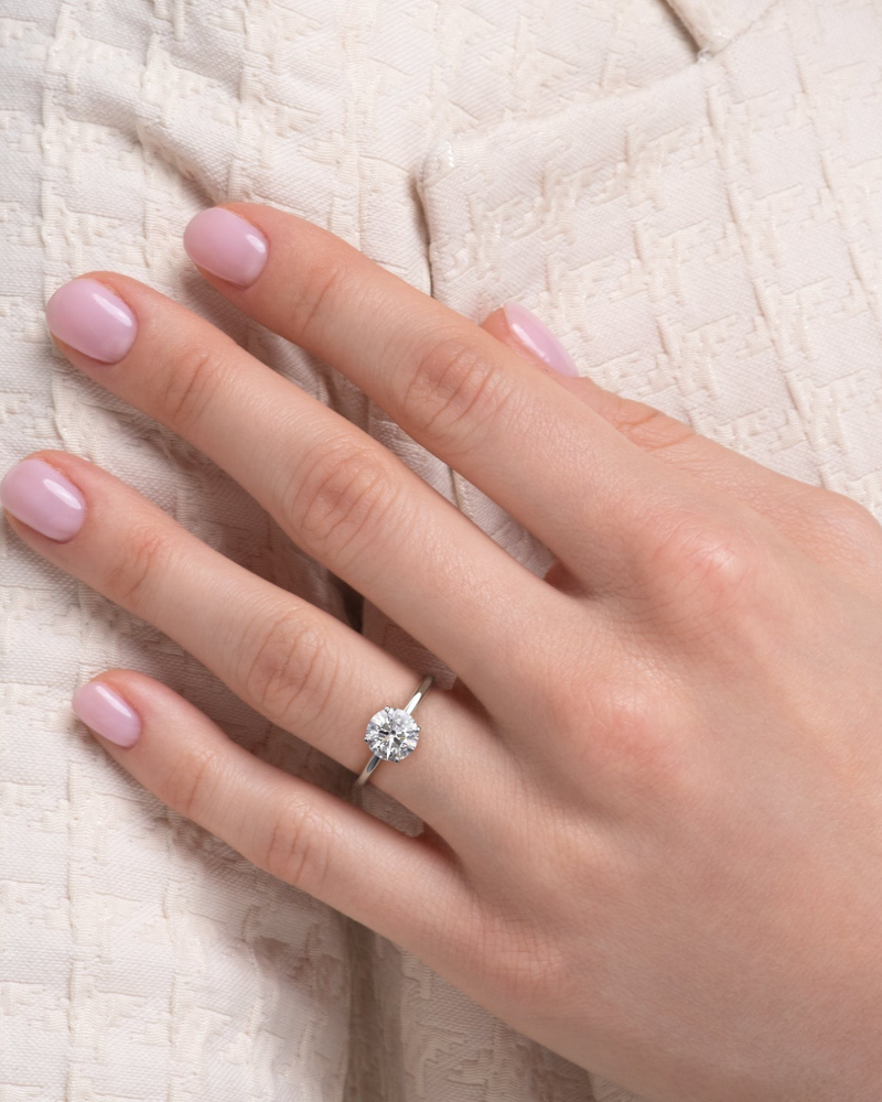 1.0 - 3.0 CT Round Cut CVD Diamond Hidden Halo Engagement Ring