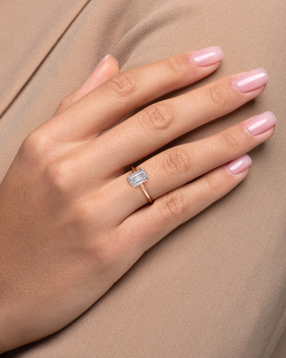 2.0 - 4.0 CT Emerald Cut CVD Diamond Half Bezel Solitaire Engagement Ring