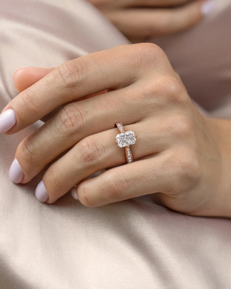 2.0 - 4.0  CT Radiant Cut CVD Diamond vintage Style Engagement Ring