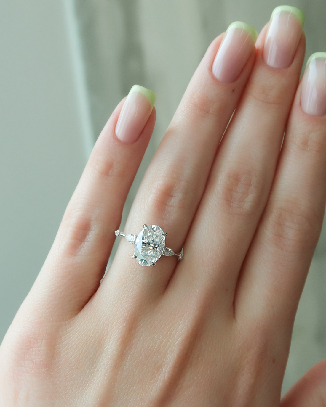 1.50 - 3.50 CT Oval Cut CVD Diamond Hidden Halo Engagement Ring