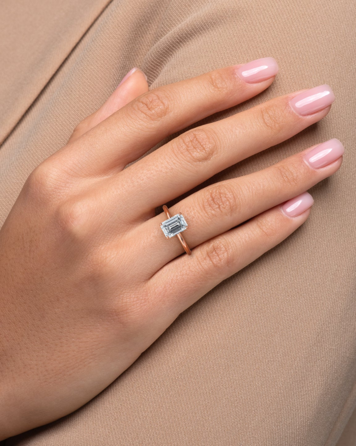 1.0 - 3.0 CT Emerald Cut CVD Diamond Hidden Halo Engagement Ring