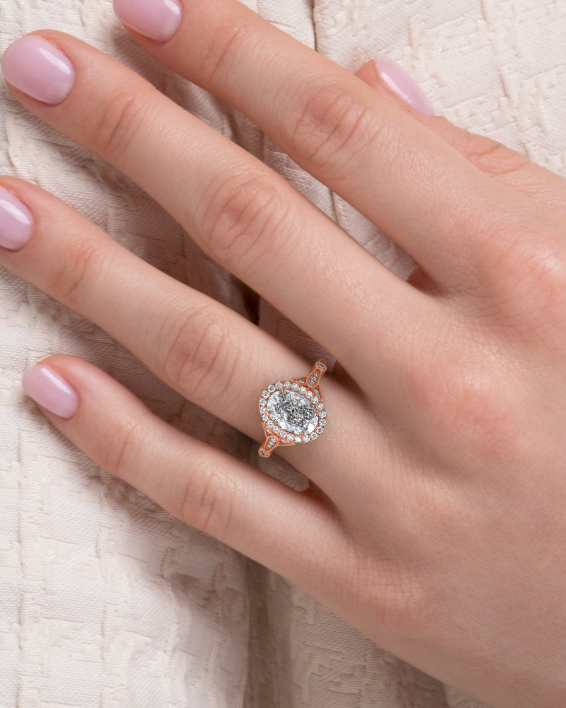 2.0 - 4.0 CT Oval Cut CVD Diamond Halo Engagement Ring