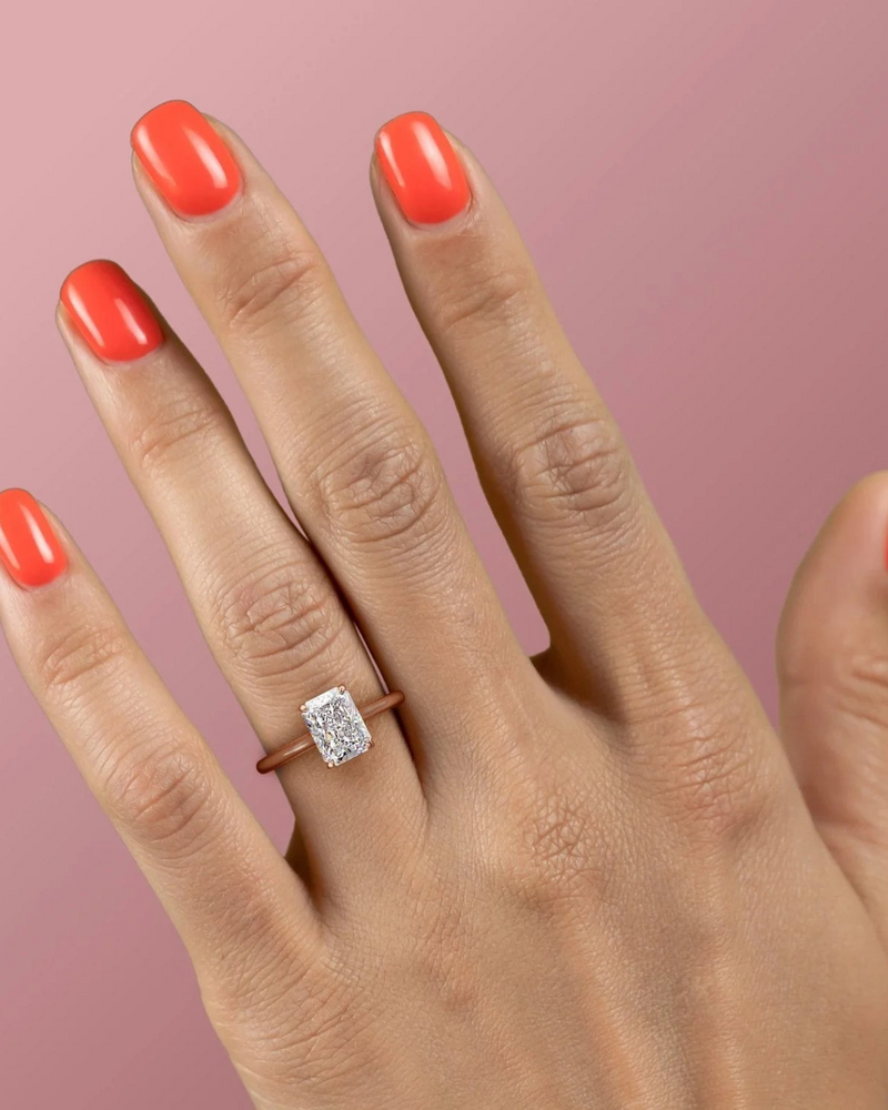 2.0 - 4.0  CT Radiant Cut CVD Diamond Hidden Halo Engagement Ring