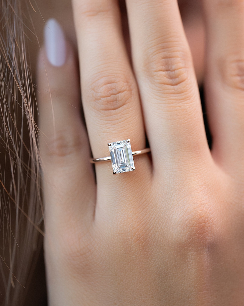 2.0 - 3.0 CT Emerald Cut CVD Diamond Solitaire Engagement Ring