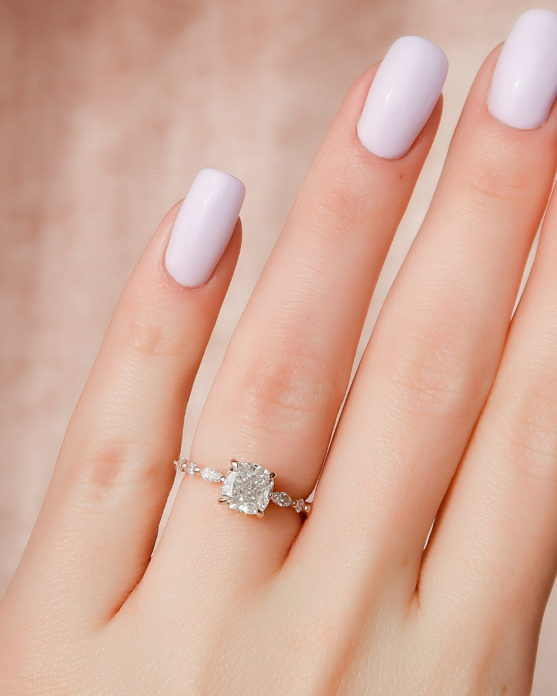 2.0 - 4.0 CT Cushion Cut CVD Diamond Hidden Halo & Pave Engagement Ring