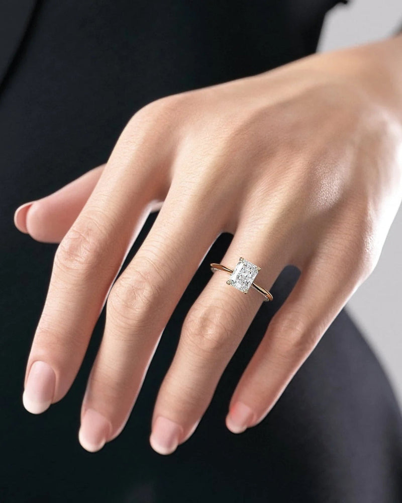 2.0 - 4.0  CT Radiant Cut CVD Diamond Pave Engagement Ring