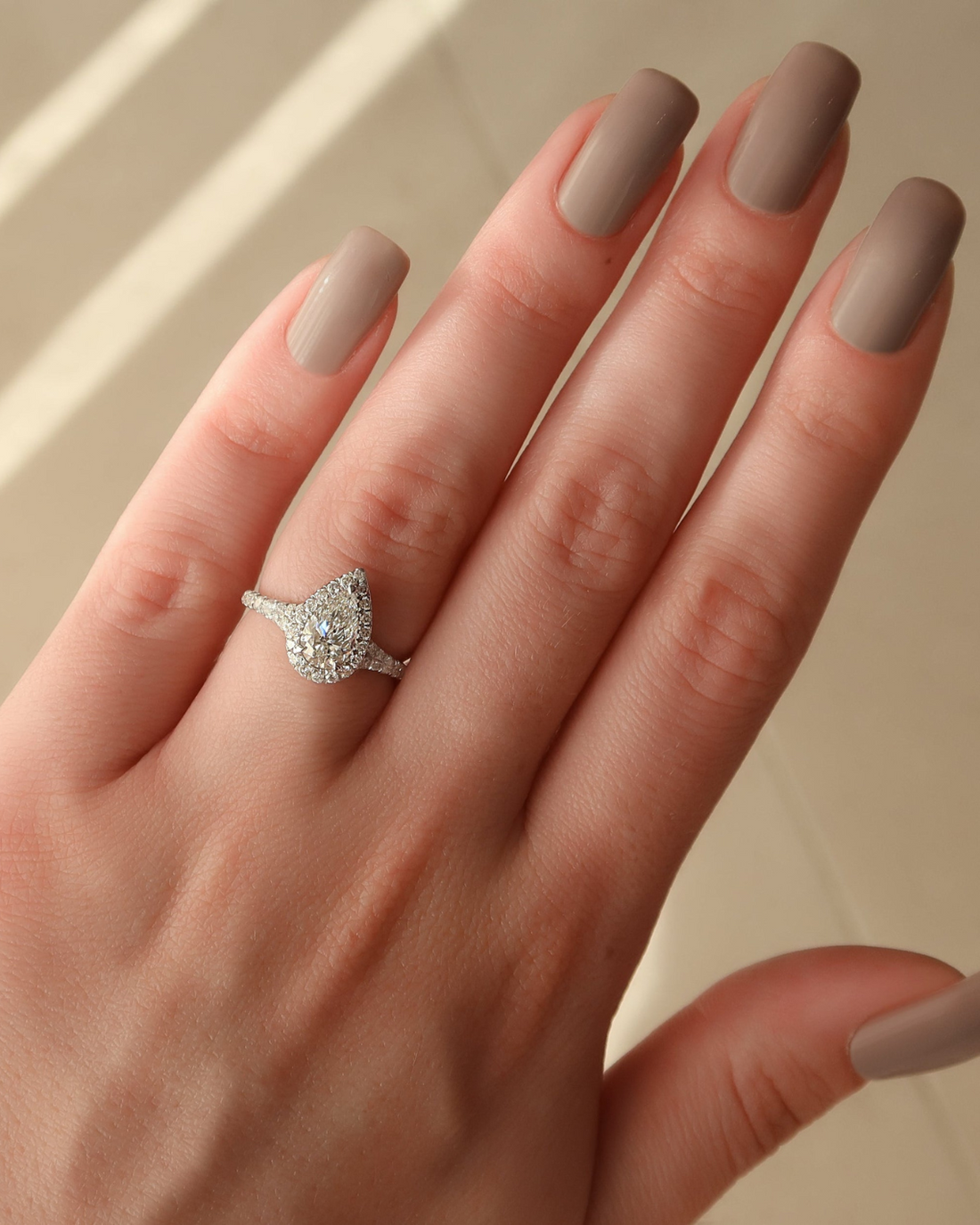 2.0 - 4.0 CT Pear Cut CVD Diamond Halo & Pave Engagement Ring