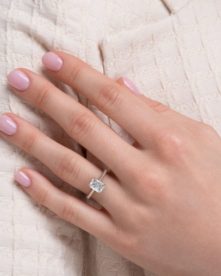 2.0 - 4.0  CT Radiant Cut CVD Diamond Pave Engagement Ring