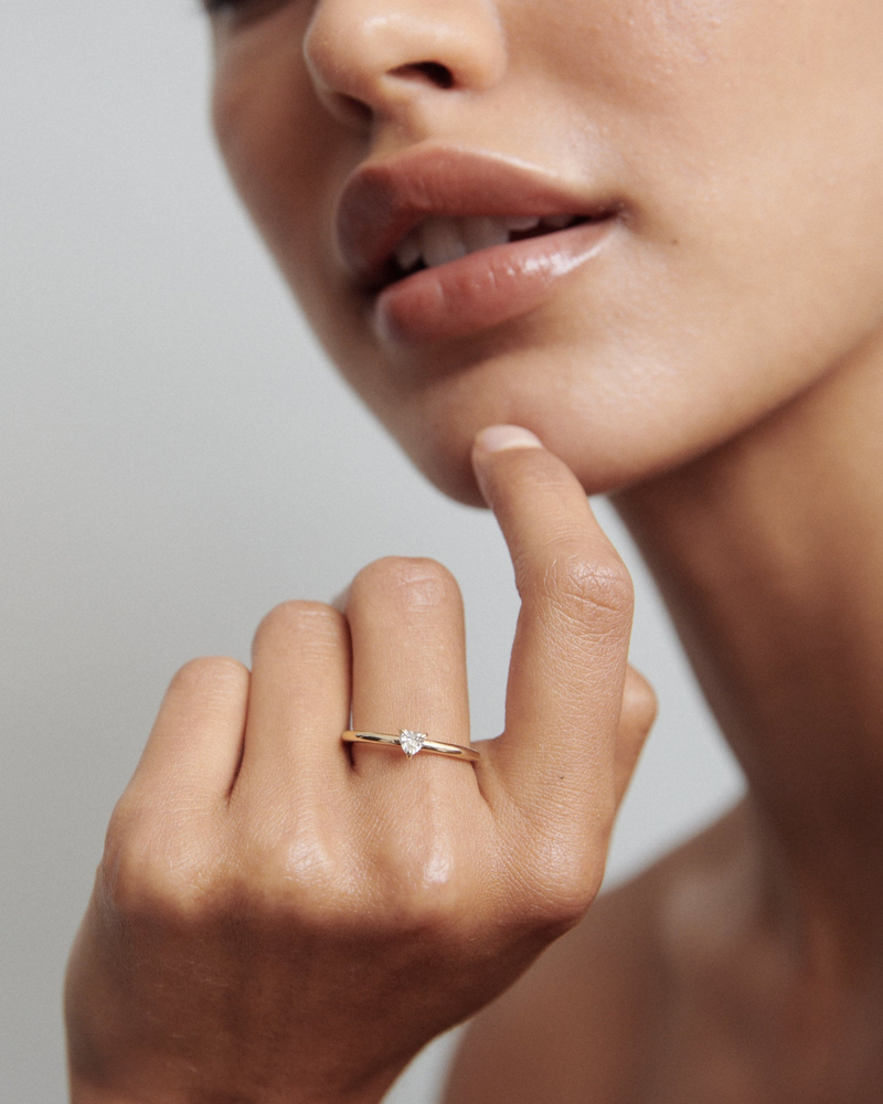 0.15 Carats Heart Cut CVD Diamond Solitaire Engagement Ring