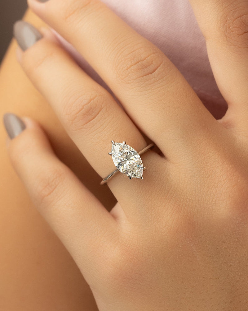 2.0 - 4.0 CT Marquise Cut CVD Diamond Solitaire Engagement Ring