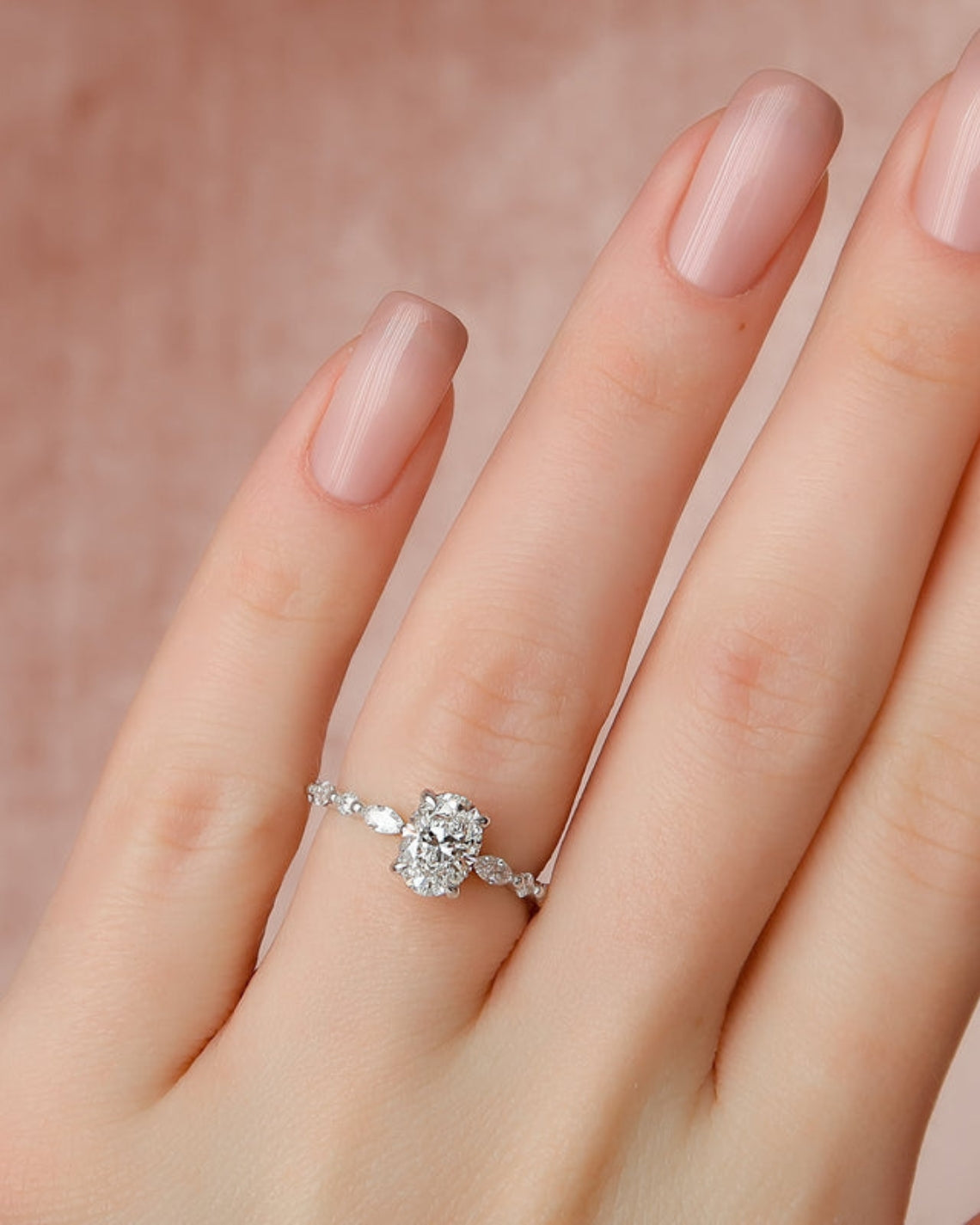 1.0 - 3.0 CT Oval Cut CVD Diamond Hidden Halo & pave  Engagement Ring