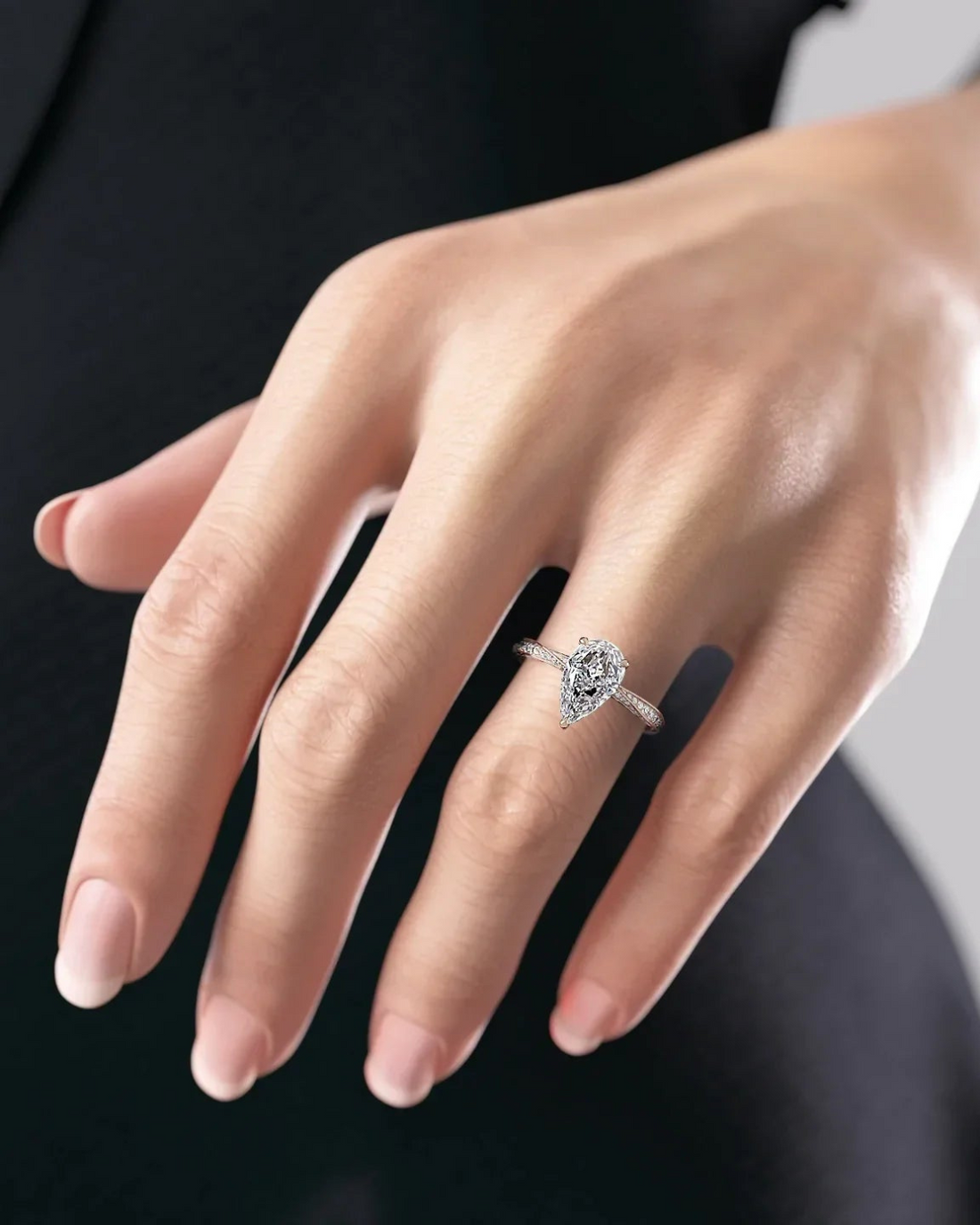2.0 - 4.0 CT Pear Cut CVD Diamond twisted pave Engagement Ring