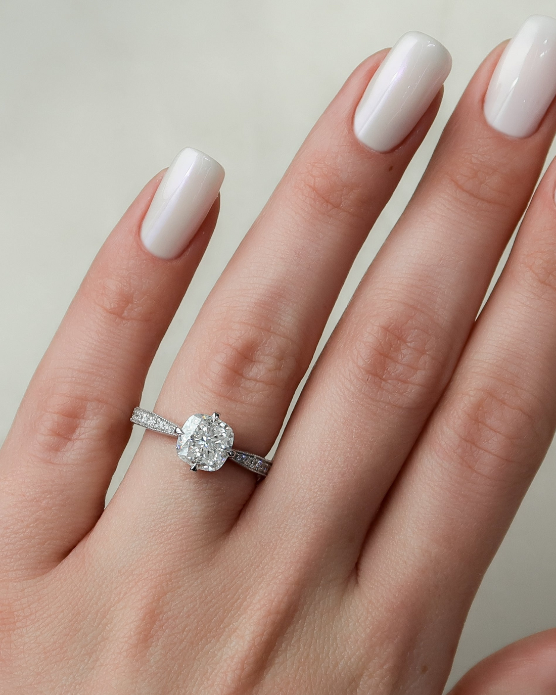 2.0 - 4.0 CT Cushion Cut CVD Diamond Pave Setting Engagement Ring