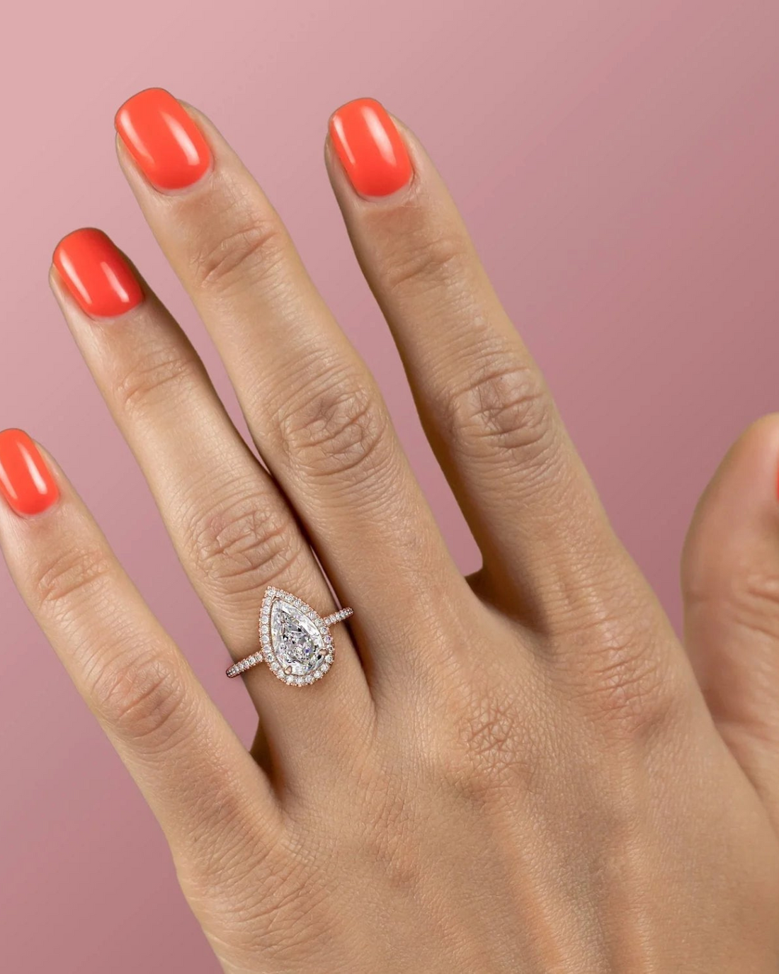 1.50 - 3.50 CT Pear Cut CVD Diamond Halo & Pave Engagement Ring