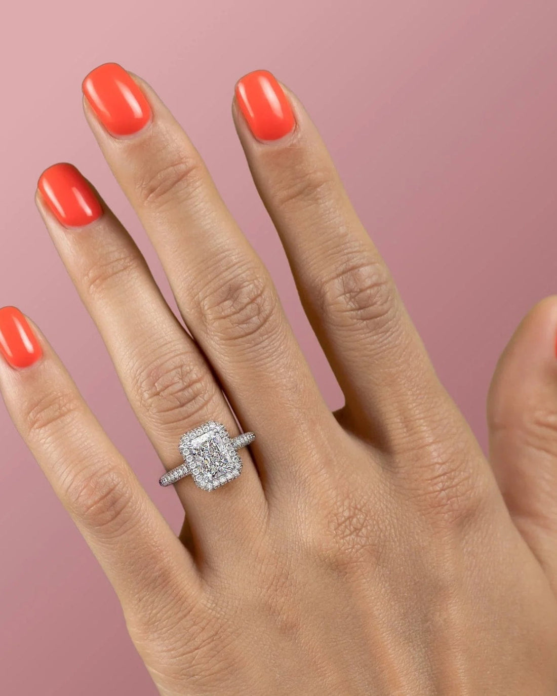 2.0 - 4.0  CT Radiant Cut CVD Diamond Halo & Pave Engagement Ring