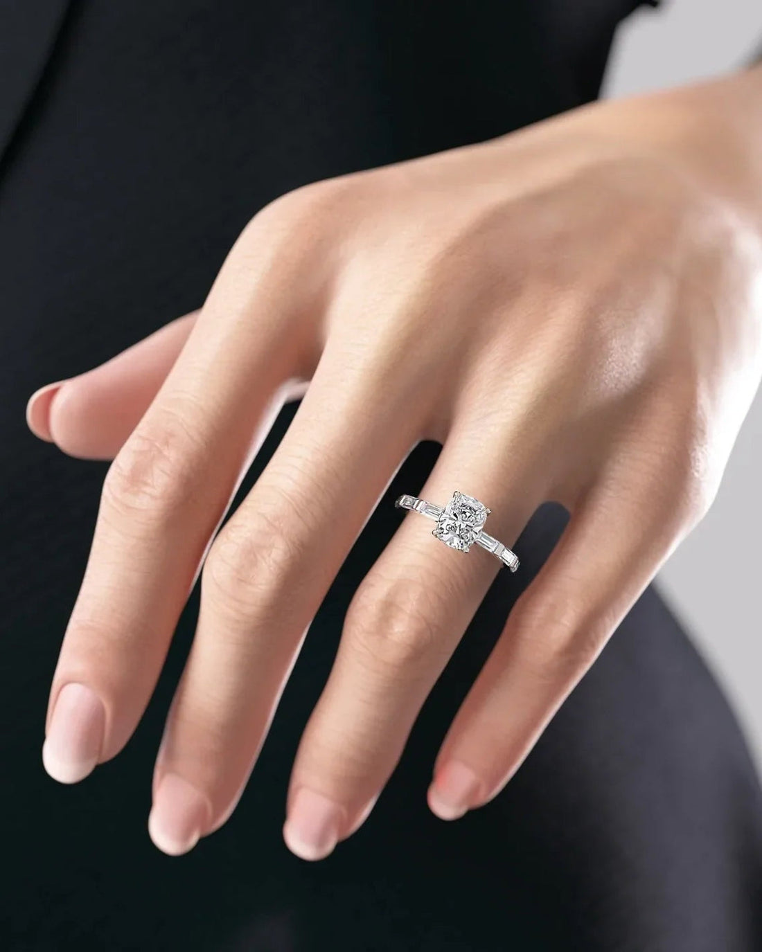 2.0 - 4.0 CT Elongated Cushion Cut CVD Diamond Hidden Halo & Pave Engagement Ring