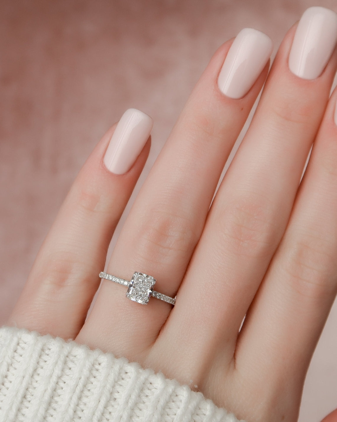 2.0 - 4.0  CT Radiant Cut CVD Diamond Hidden Halo & Pave Engagement Ring