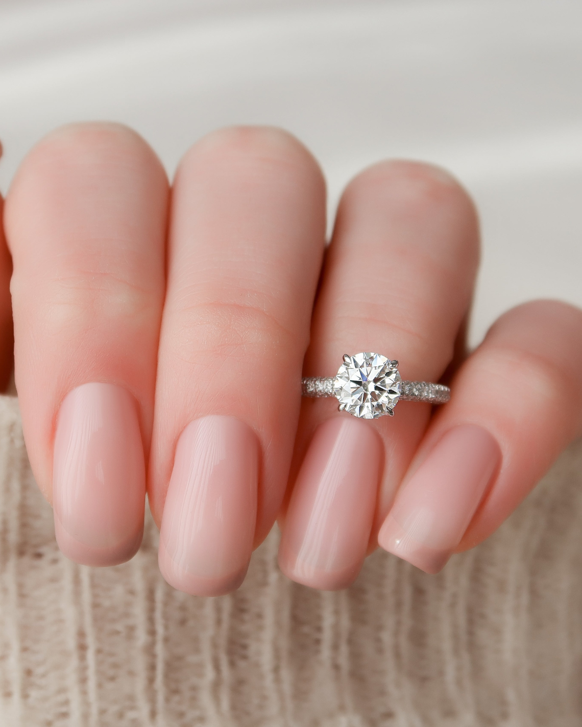 2.0 - 3.0 CT Round Cut CVD Diamond Hidden Halo & Pave Engagement Ring