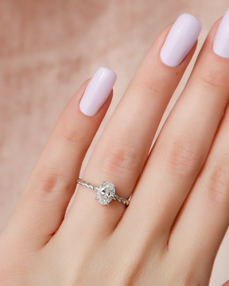 1.0 -3.0 CT Oval Cut CVD Diamond Hidden Halo Engagement Ring