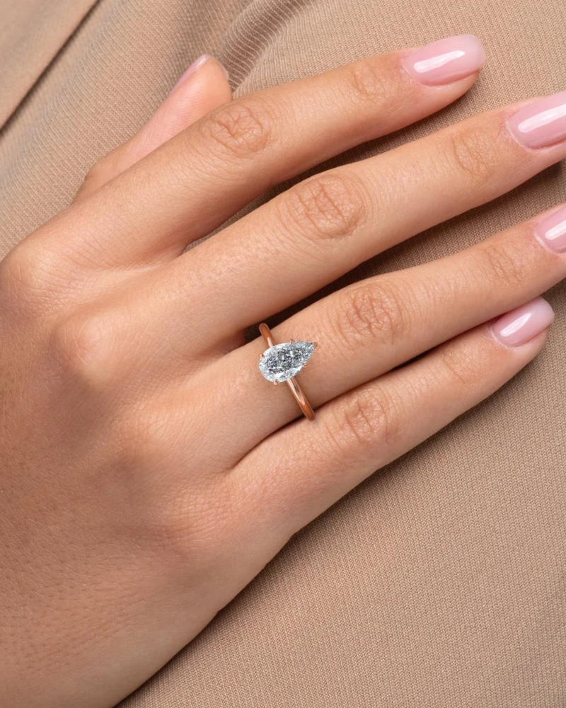 1.0 - 3.0 CT Pear Cut CVD Diamond Solitaire Engagement Ring