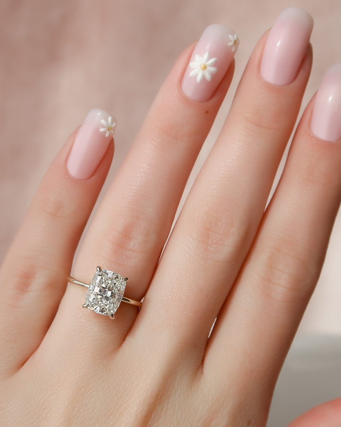 2.0 - 4.0 CT Elongated Cushion Cut CVD Diamond Hidden Halo Engagement Ring