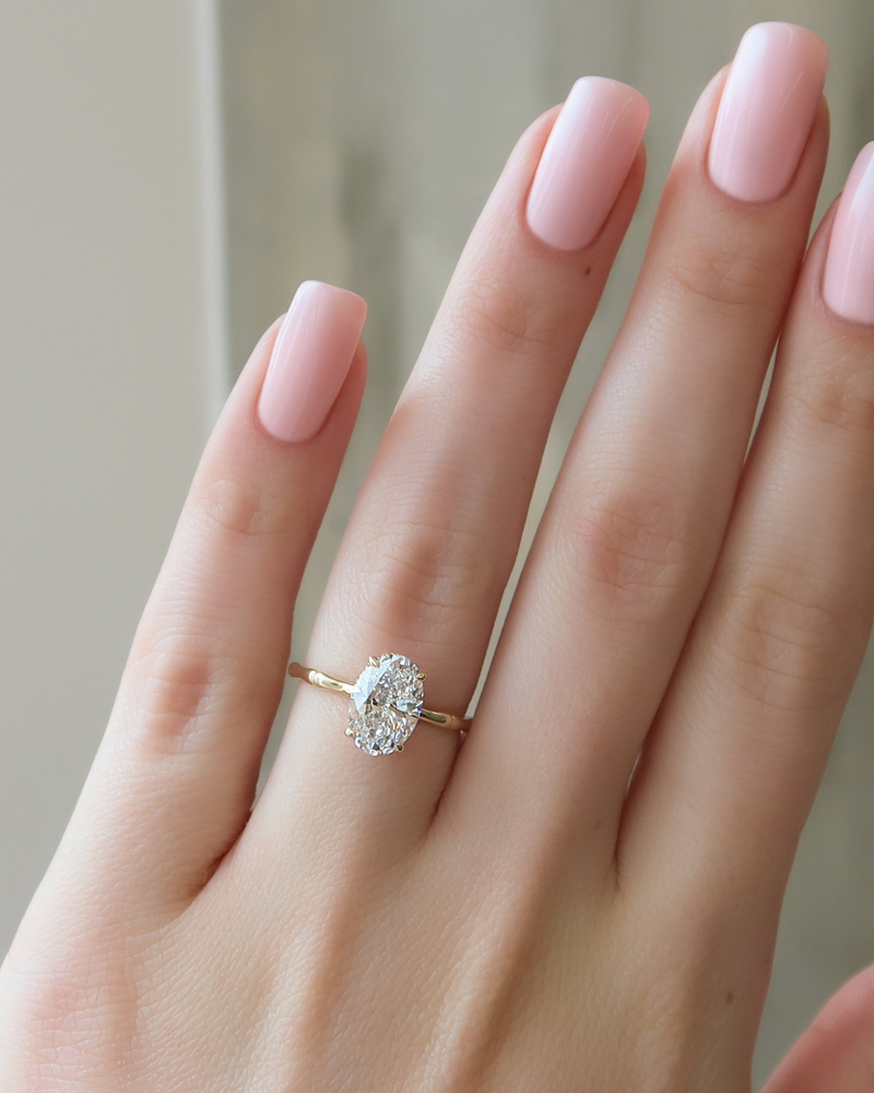 1.0 -3.0 CT Oval Cut CVD Diamond Hidden Halo Engagement Ring