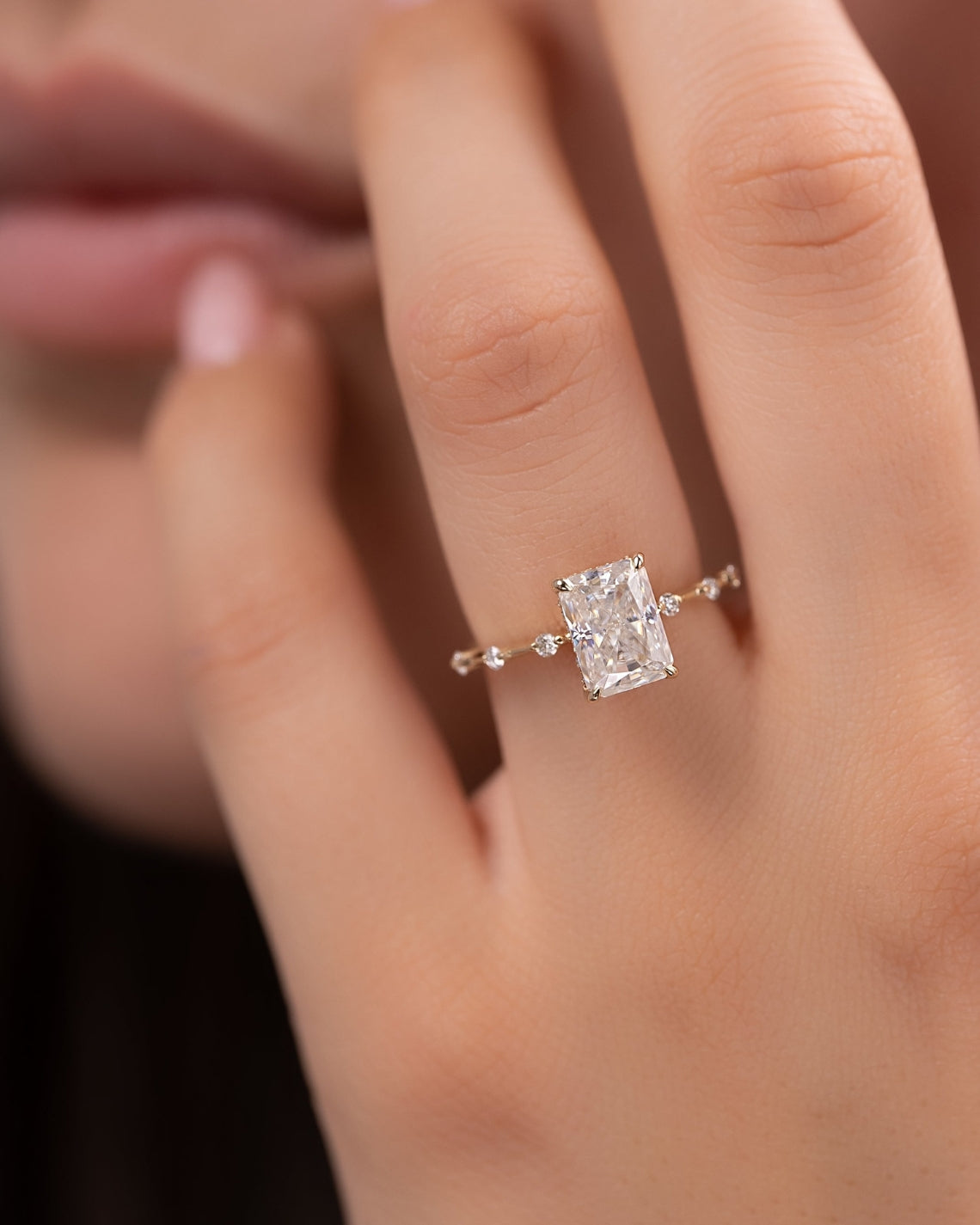 2.0 - 4.0  CT Radiant Cut CVD Diamond Hidden Halo & Dainty Engagement Ring