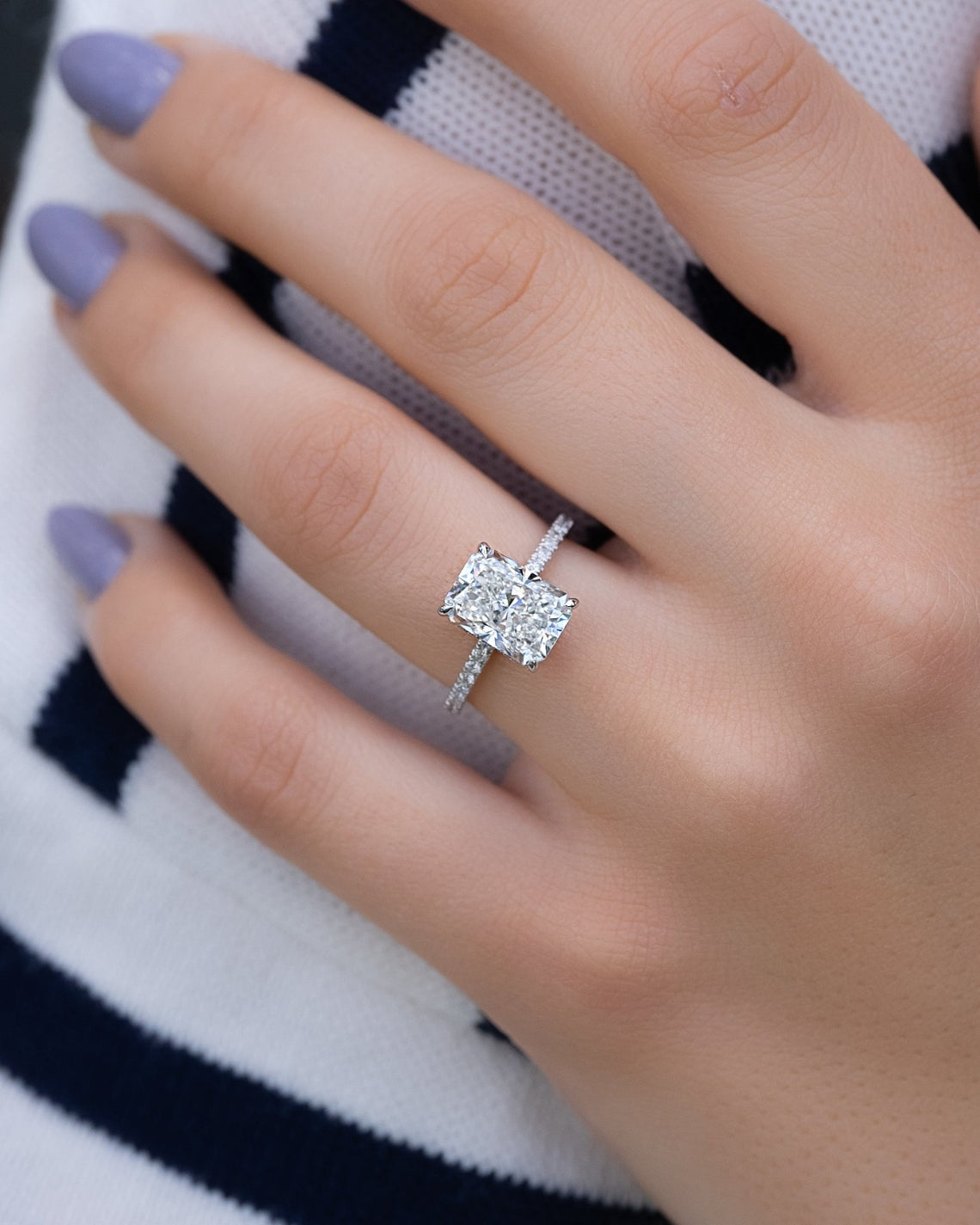 2.0 - 4.0  CT Radiant Cut CVD Diamond Hidden Halo & Pave Engagement Ring