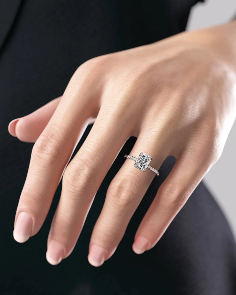 2.0 - 4.0  CT Radiant Cut CVD Diamond Pave Engagement Ring