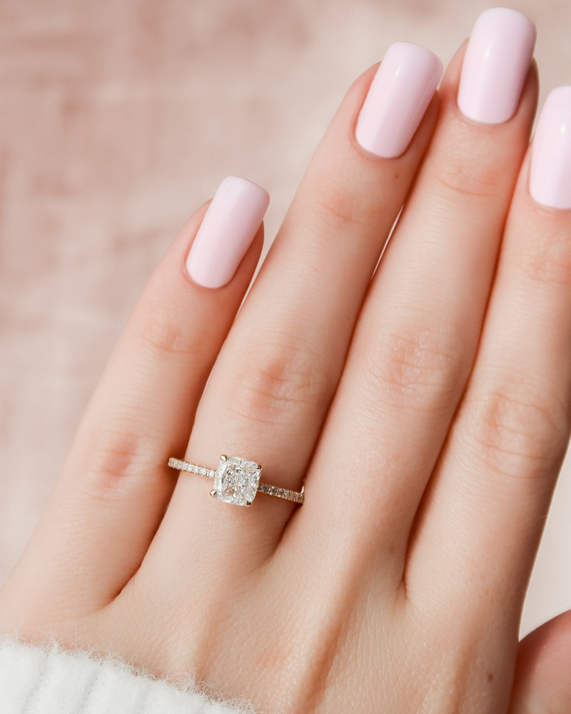 2.0 - 3.0 CT Cushion Cut CVD Diamond Hidden Halo & Pave Engagement Ring