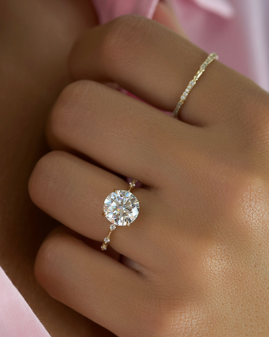 1.50 - 3.50 CT Round Cut CVD Diamond Hidden Halo & Pave Engagement Ring