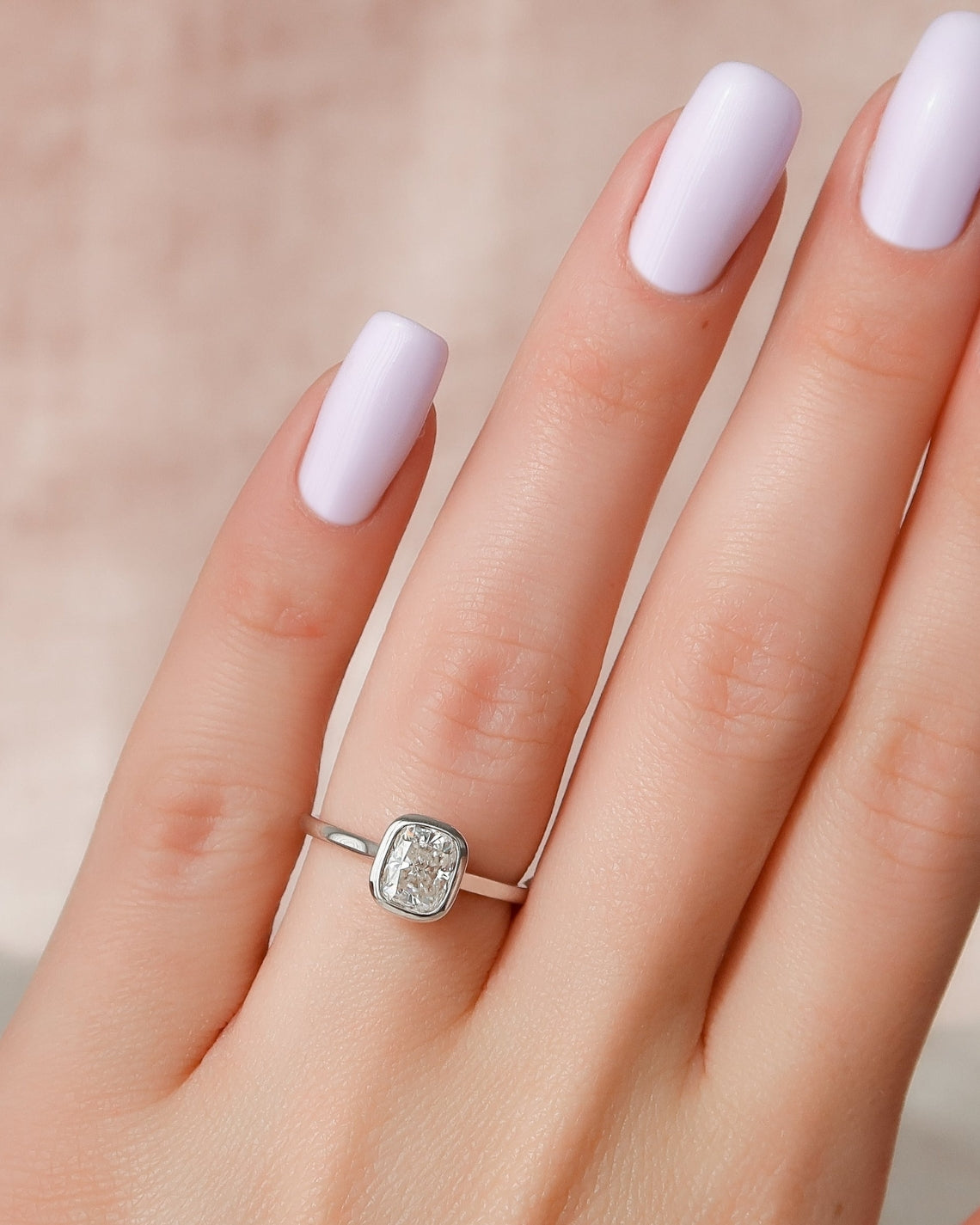 2.0 - 4.0 CT Elongated Cushion Cut CVD Diamond Bezel Hidden Halo Engagement Ring