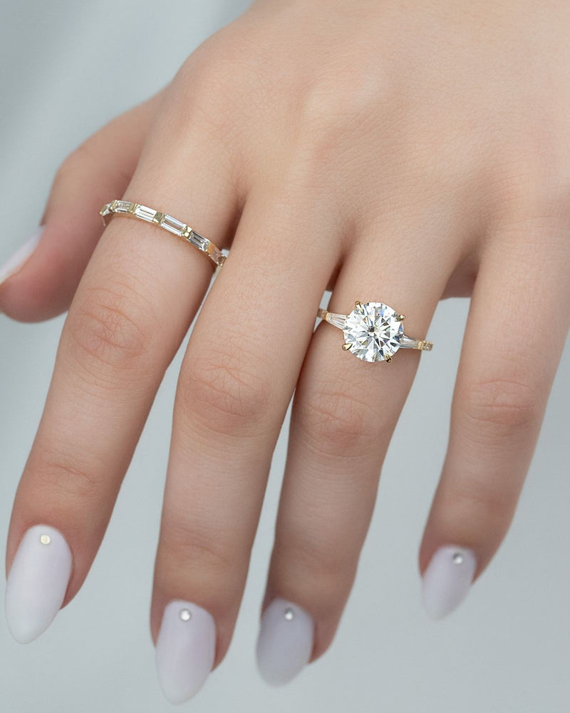 2.0 - 4.0 CT Round Cut CVD Diamond Pave Engagement Ring