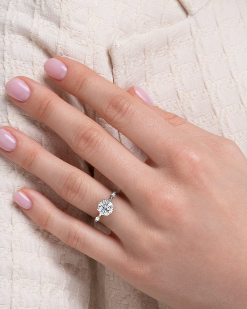 1.50 - 3.50 CT Round Cut CVD Diamond Hidden Halo & Pave Engagement Ring