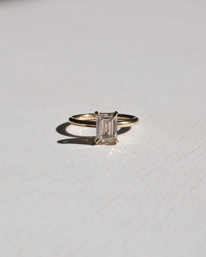 1.5-3.5 CT Emerald CVD Diamond Solitaire Engagement Ring