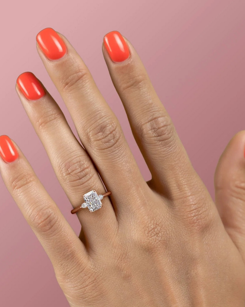 2.0 - 4.0  CT Radiant Cut CVD Diamond Three Stone Engagement Ring