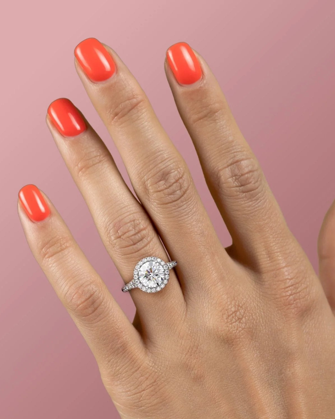 2.0 - 3.0 CT Round Cut CVD Diamond Halo & Pave Engagement Ring