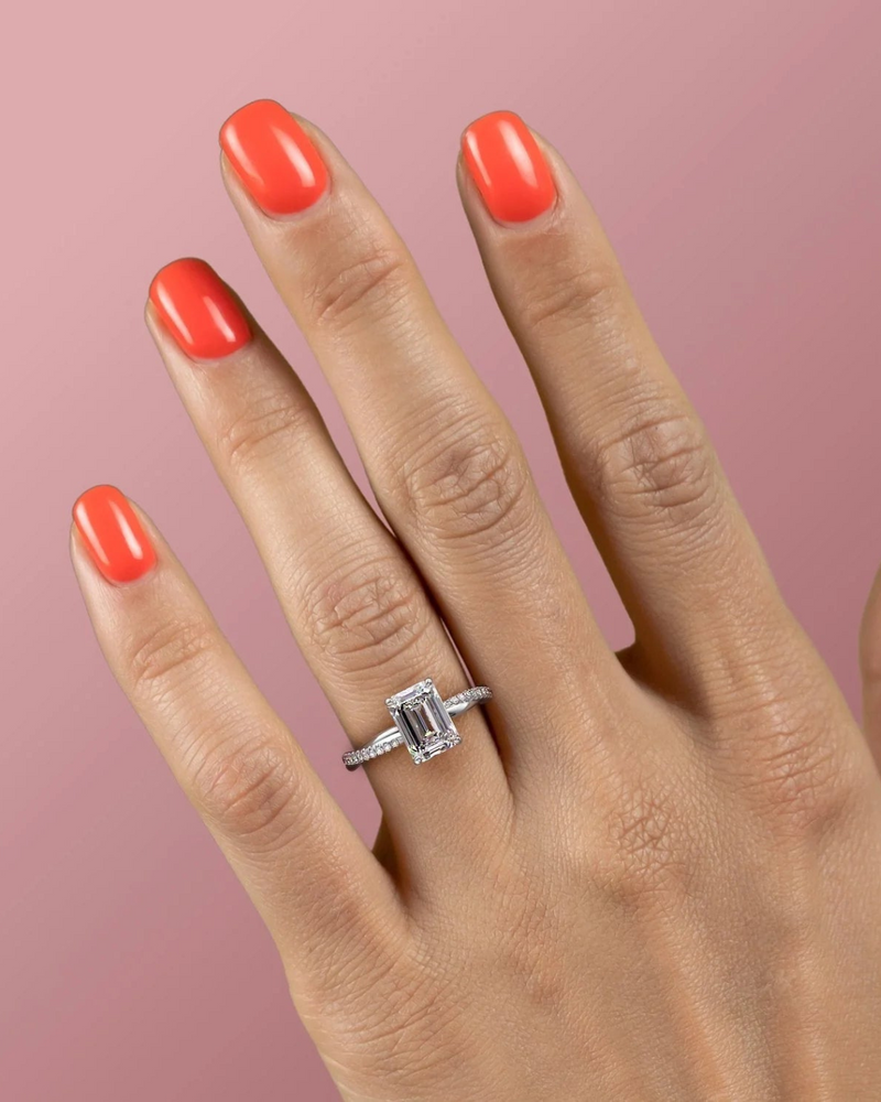 2.0 - 4.0 CT Emerald Cut CVD Diamond twisted Engagement Ring