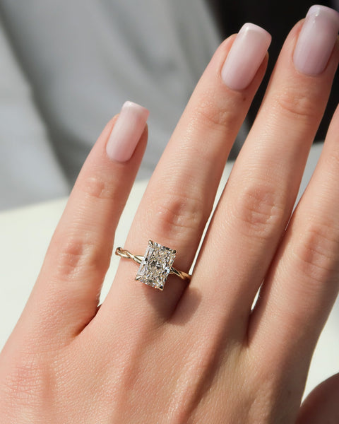 2.0 - 4.0  CT Radiant Cut CVD Diamond Twisted Hidden Halo Engagement Ring